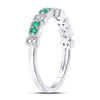 10k White Gold Womens Round Emerald Diamond Stackable Band Ring 1/4 Cttw