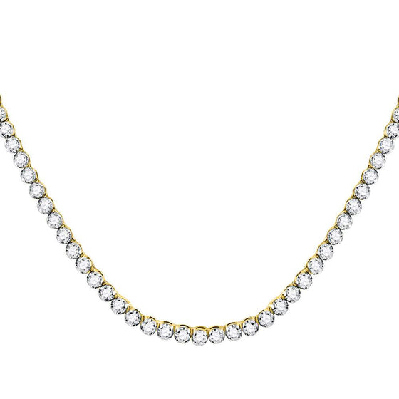 10k Yellow Gold Mens Round Diamond 30-inch Tennis Chain Necklace 13-3/8 Cttw