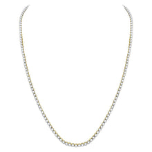  10k Yellow Gold Mens Round Diamond 30-inch Tennis Chain Necklace 13-3/8 Cttw