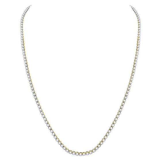 10k Yellow Gold Mens Round Diamond 30-inch Tennis Chain Necklace 13-3/8 Cttw