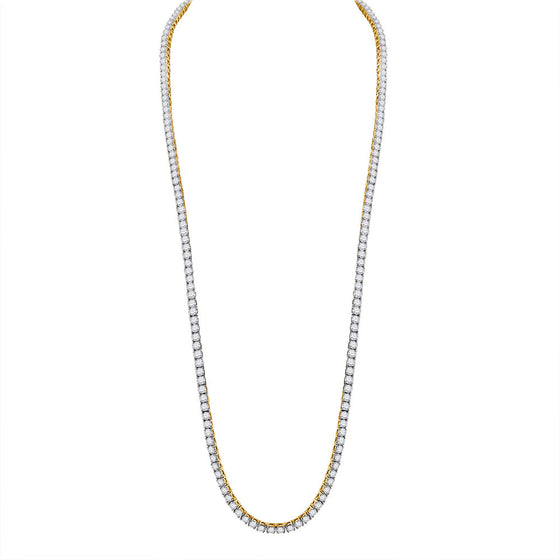 10k Yellow Gold Mens Round Diamond 26-inch Tennis Chain Necklace 25-3/8 Cttw