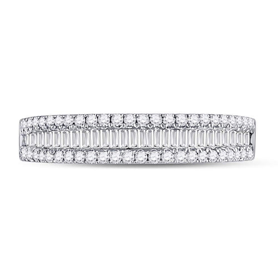 14k White Gold Womens Round Diamond Anniversary Band Ring 1/2 Cttw