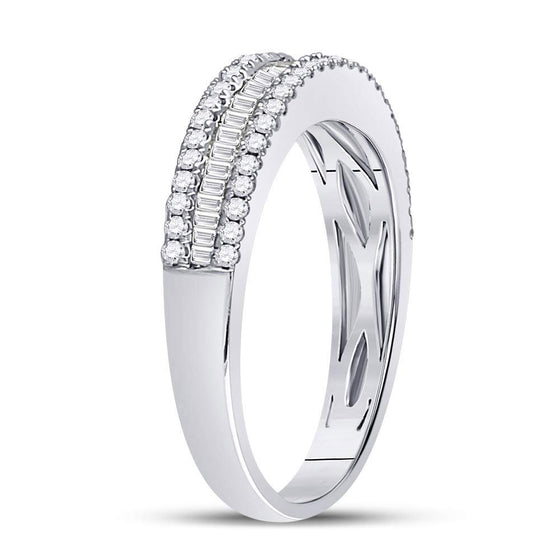 14k White Gold Womens Round Diamond Anniversary Band Ring 1/2 Cttw