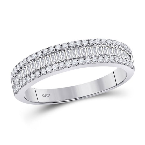 14k White Gold Womens Round Diamond Anniversary Band Ring 1/2 Cttw