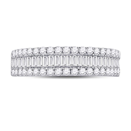 14k White Gold Womens Baguette Diamond Fashion Anniversary Ring 1 Cttw