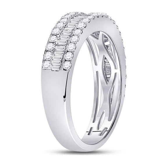 14k White Gold Womens Baguette Diamond Fashion Anniversary Ring 1 Cttw
