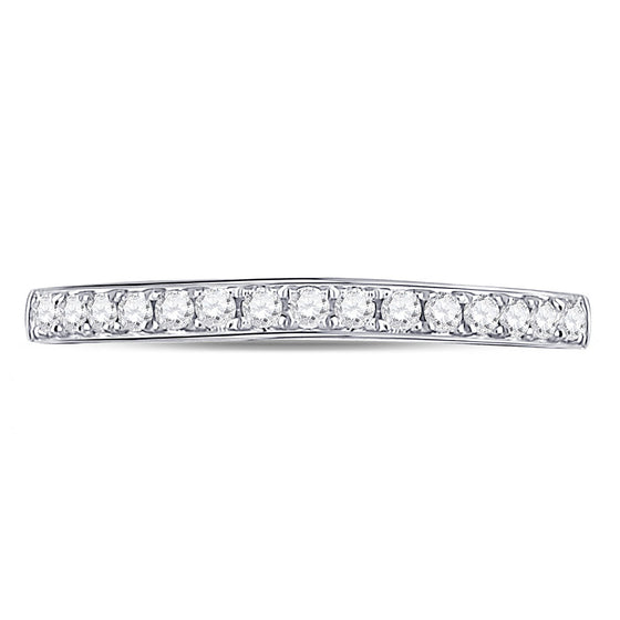 10k White Gold Womens Round Diamond Single Row Band Ring 1/4 Cttw