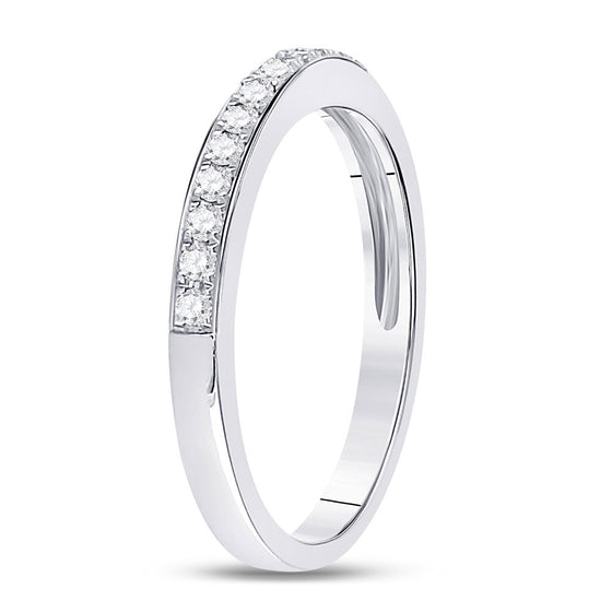 10k White Gold Womens Round Diamond Single Row Band Ring 1/4 Cttw