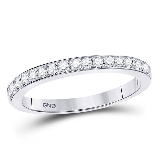 10k White Gold Womens Round Diamond Single Row Band Ring 1/4 Cttw