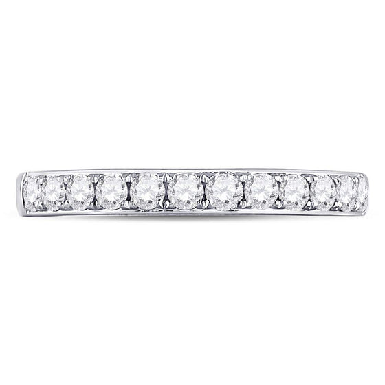 10k White Gold Womens Round Diamond Single Row Fashion Band Ring 1/2 Cttw