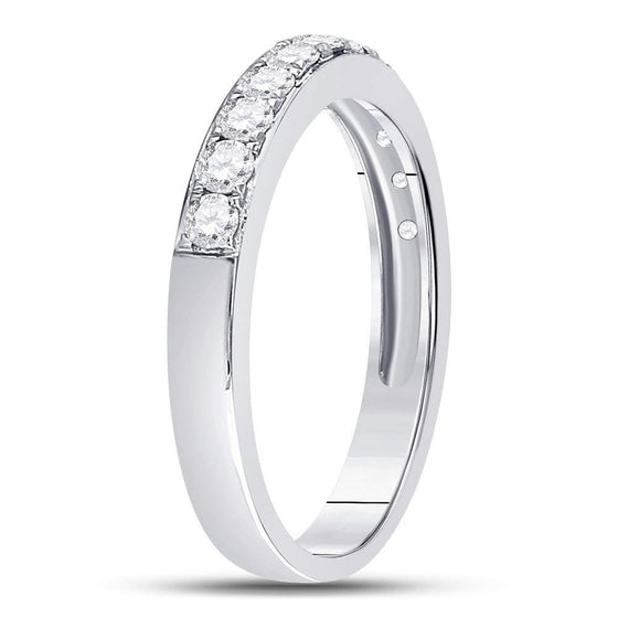 10k White Gold Womens Round Diamond Single Row Fashion Band Ring 1/2 Cttw