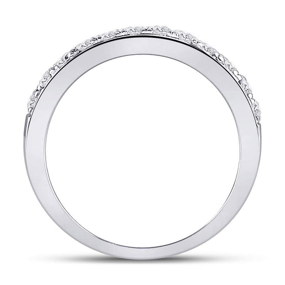 10k White Gold Womens Round Diamond Single Row Fashion Band Ring 1/2 Cttw
