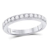 10k White Gold Womens Round Diamond Single Row Fashion Band Ring 1/2 Cttw