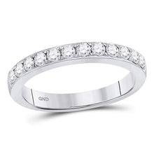  10k White Gold Womens Round Diamond Single Row Fashion Band Ring 1/2 Cttw