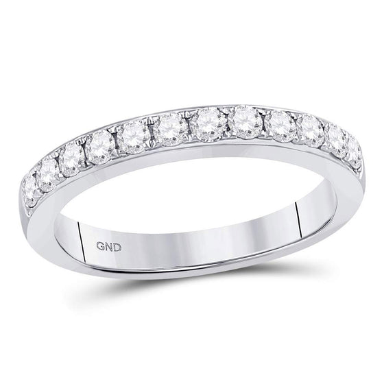 10k White Gold Womens Round Diamond Single Row Fashion Band Ring 1/2 Cttw