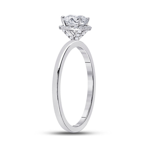 14k White Gold Round Diamond Solitaire Bridal Wedding Engagement Ring 7/8 Cttw
