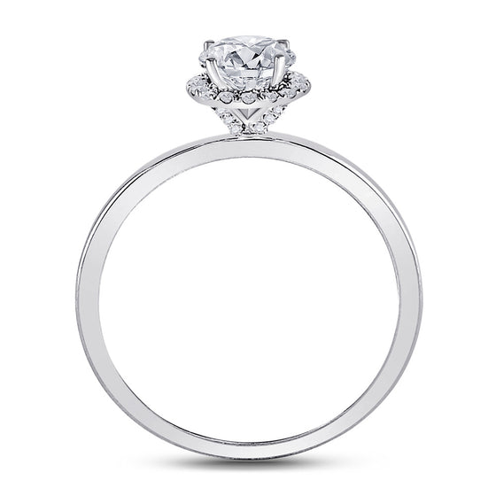 14k White Gold Round Diamond Solitaire Bridal Wedding Engagement Ring 7/8 Cttw