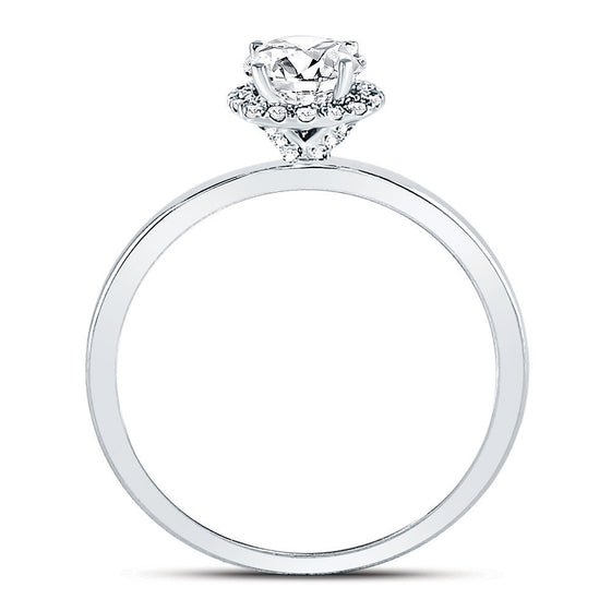 14k White Gold Round Diamond Solitaire Bridal Wedding Engagement Ring 7/8 Cttw