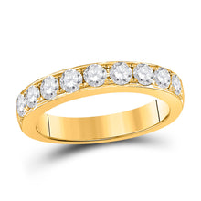  14k Yellow Gold Womens Round Diamond Single Row Band Ring 1 Cttw