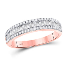 14k Rose Gold Womens Baguette Diamond Anniversary Band Ring 1/2 Cttw