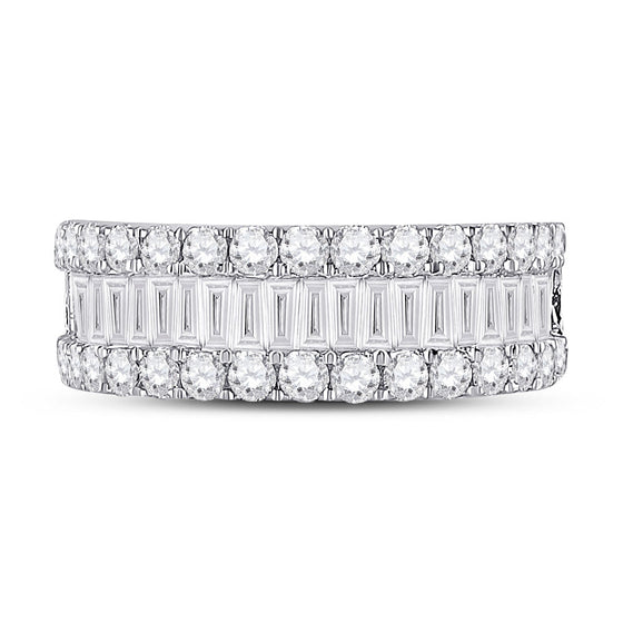 14k White Gold Womens Baguette Diamond Anniversary Ring 2 Cttw