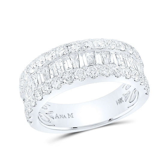 14k White Gold Womens Baguette Diamond Anniversary Ring 2 Cttw