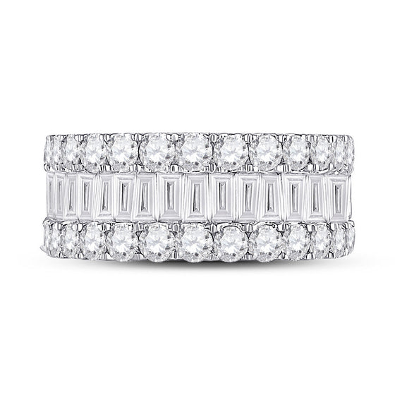 14k White Gold Womens Baguette Diamond Anniversary Ring 3 Cttw