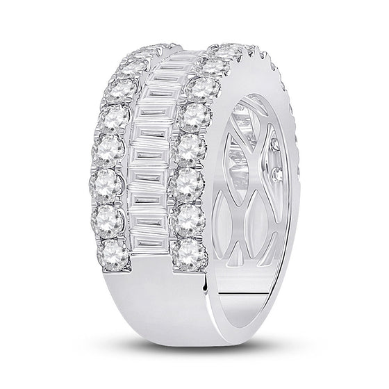 14k White Gold Womens Baguette Diamond Anniversary Ring 3 Cttw