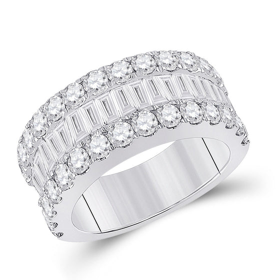 14k White Gold Womens Baguette Diamond Anniversary Ring 3 Cttw