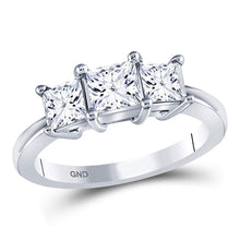  14k White Gold Princess Diamond 3-stone Bridal Wedding Engagement Ring 1-1/2 Cttw
