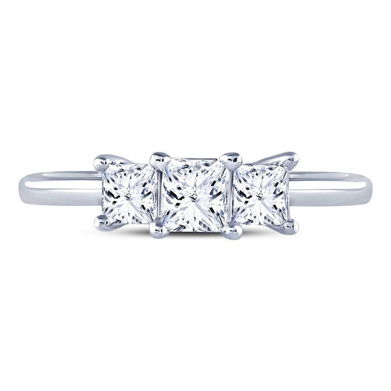 14k White Gold Princess Diamond 3-stone Bridal Wedding Engagement Ring 1 Cttw