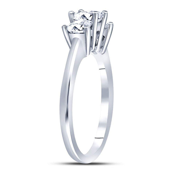 14k White Gold Princess Diamond 3-stone Bridal Wedding Engagement Ring 1 Cttw