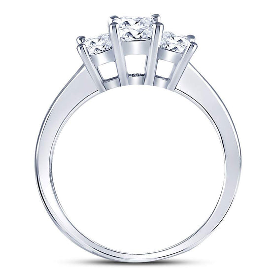 14k White Gold Princess Diamond 3-stone Bridal Wedding Engagement Ring 1 Cttw