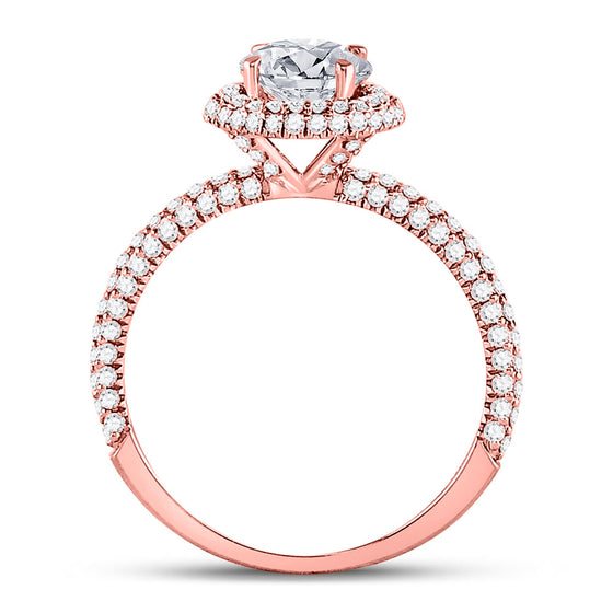 14k Rose Gold Round Diamond Solitaire Bridal Wedding Engagement Ring 1-5/8 Cttw