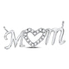 10k White Gold Womens Round Diamond Mom Heart Pendant 1/10 Cttw