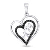 10k White Gold Womens Round Black Color Enhanced Diamond Mom Heart Pendant 1/8 Cttw