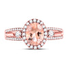 14k Rose Gold Womens Oval Morganite Solitaire Ring 1-3/8 Cttw