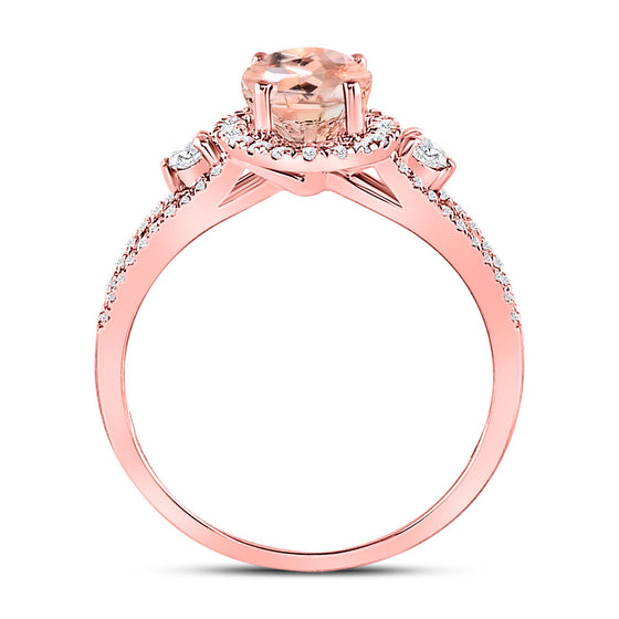 14k Rose Gold Womens Oval Morganite Solitaire Ring 1-3/8 Cttw