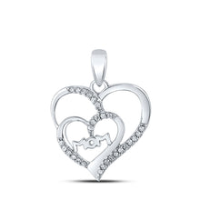  Sterling Silver Womens Round Diamond Mom Heart Pendant 1/8 Cttw