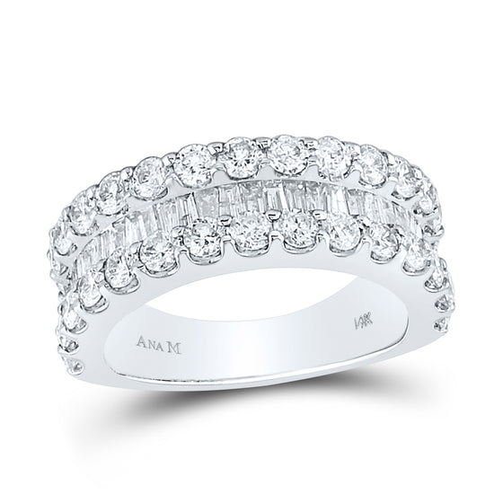 14k White Gold Womens Round Diamond Anniversary Band Ring 2-5/8 Cttw