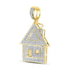 10k Yellow Gold Mens Round Diamond Trap House Charm Pendant 3/4 Cttw