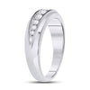 14k White Gold Mens Round Diamond Single Row Band Ring 1/2 Cttw