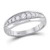 14k White Gold Mens Round Diamond Single Row Band Ring 1/2 Cttw