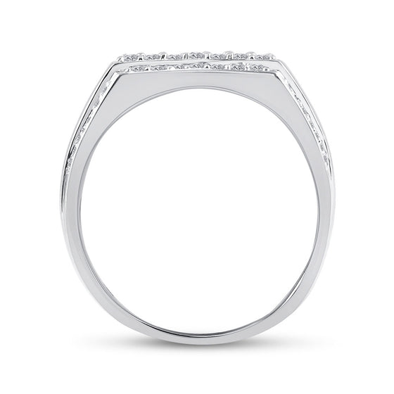 10k White Gold Mens Round Diamond Cluster Ring 1-1/4 Cttw