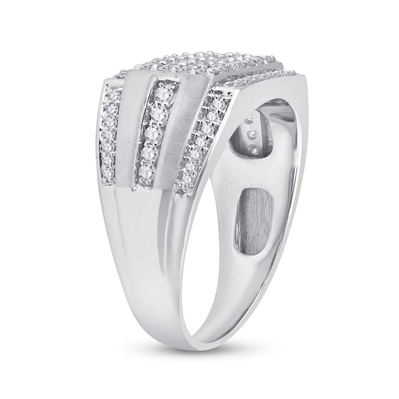 10k White Gold Mens Round Diamond Cluster Ring 1-1/4 Cttw