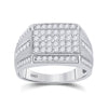 10k White Gold Mens Round Diamond Cluster Ring 1-1/4 Cttw
