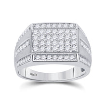  10k White Gold Mens Round Diamond Cluster Ring 1-1/4 Cttw