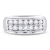 14k White Gold Mens Round Diamond Double Row Band Ring 1 Cttw