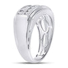 14k White Gold Mens Round Diamond Double Row Band Ring 1 Cttw