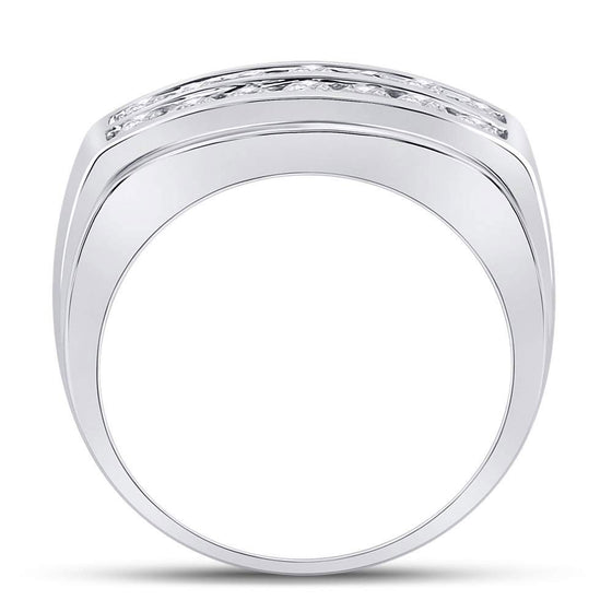 14k White Gold Mens Round Diamond Double Row Band Ring 1 Cttw